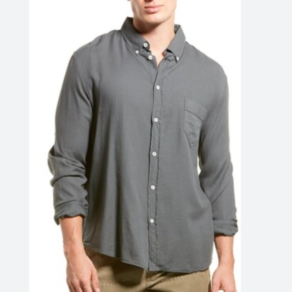 Billy Reid Long Sleeve Button Down Shirt (Cotton-Cashmere Blend/Green)
